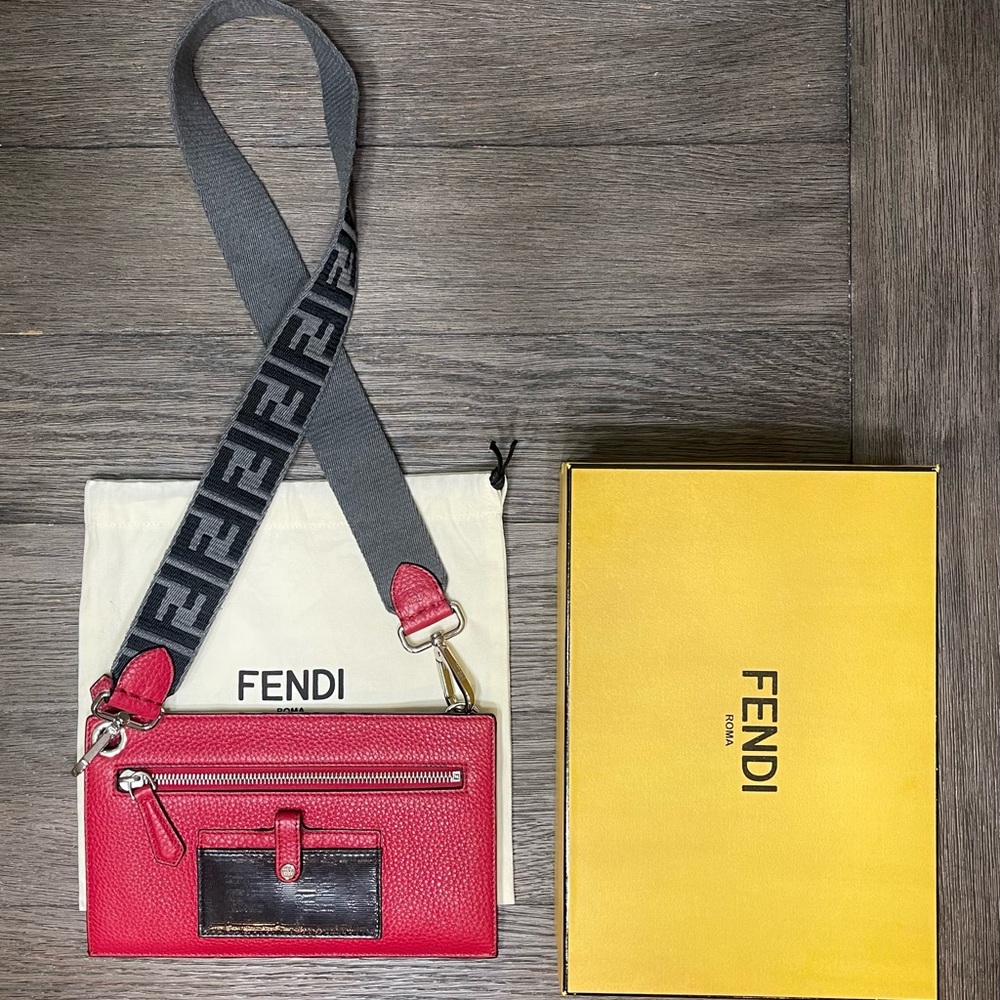 Fendi selleria wallet pouch on strap leather - unisex